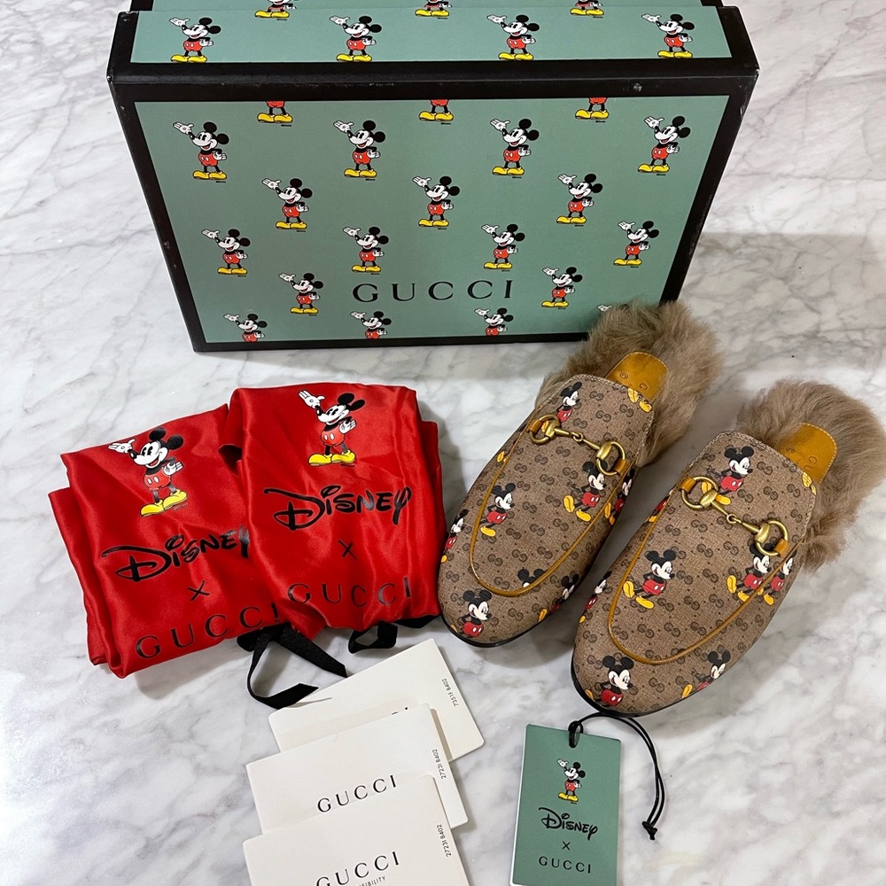 GUCCI X DISNEY Mini Vintage GG Supreme Monogram Mickey Mouse Fur Women’s 8.5